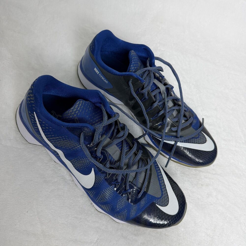 Detroit Lions Shoes Mens Size 12 Blue NFL Football Nike Zoom Calvin Johnson 81